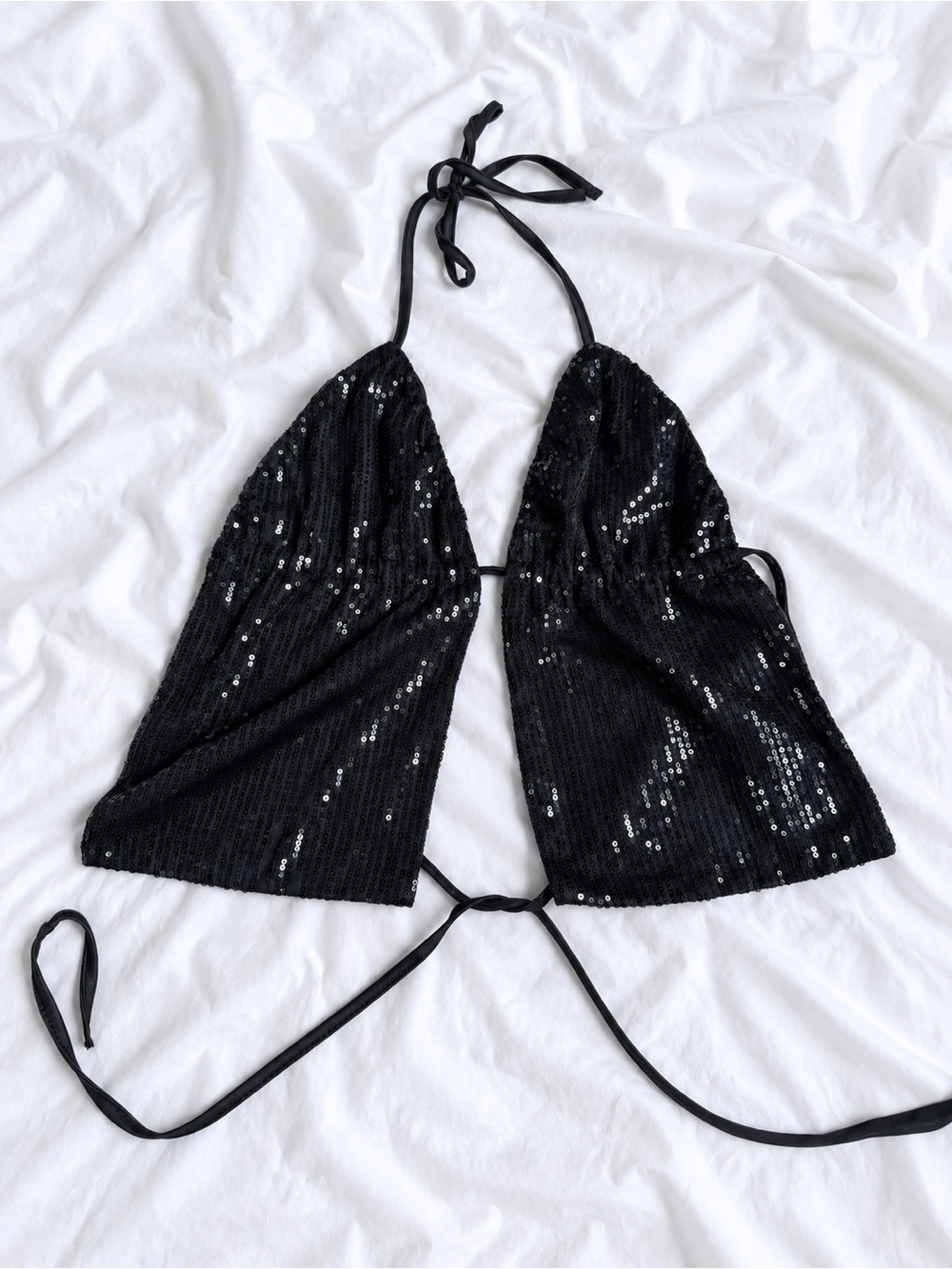 Edikted Black Sequin Halter Camisole Top
